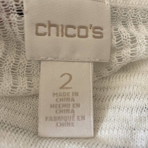 Chicos Sweater‎ Womens Size Large Short Sleeve Lightweight White Semi Sheer - Picture 7 of 10